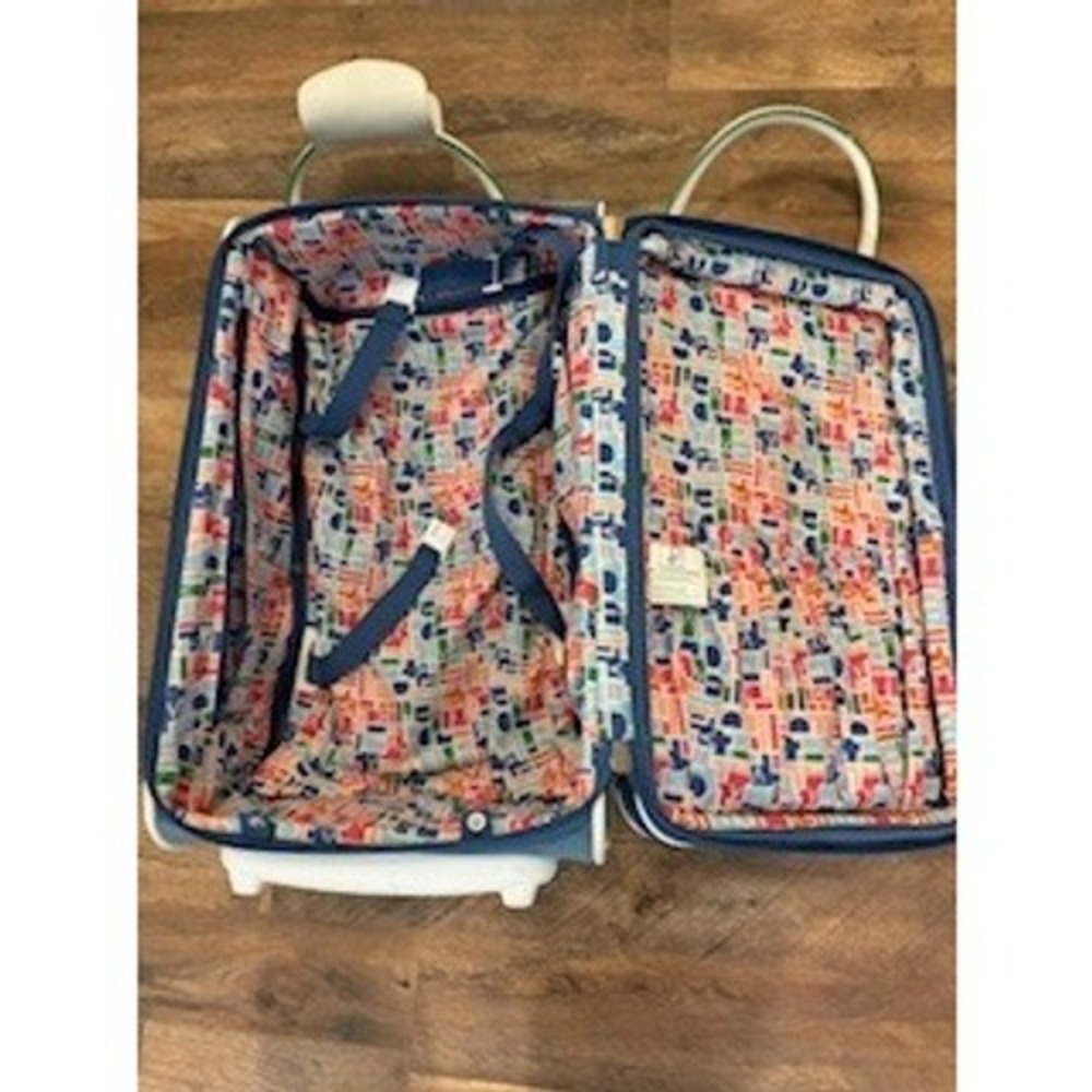 Diane von Furstenberg Rolling Suitcase Blue White Trim Carry On Luggage 19 Inch - Picture 5 of 15